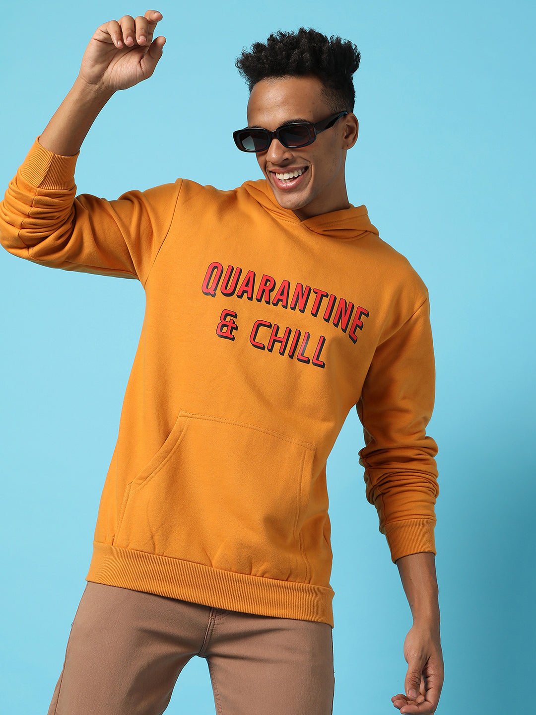 Typography Print Hoodie With Kangaroo Pocket