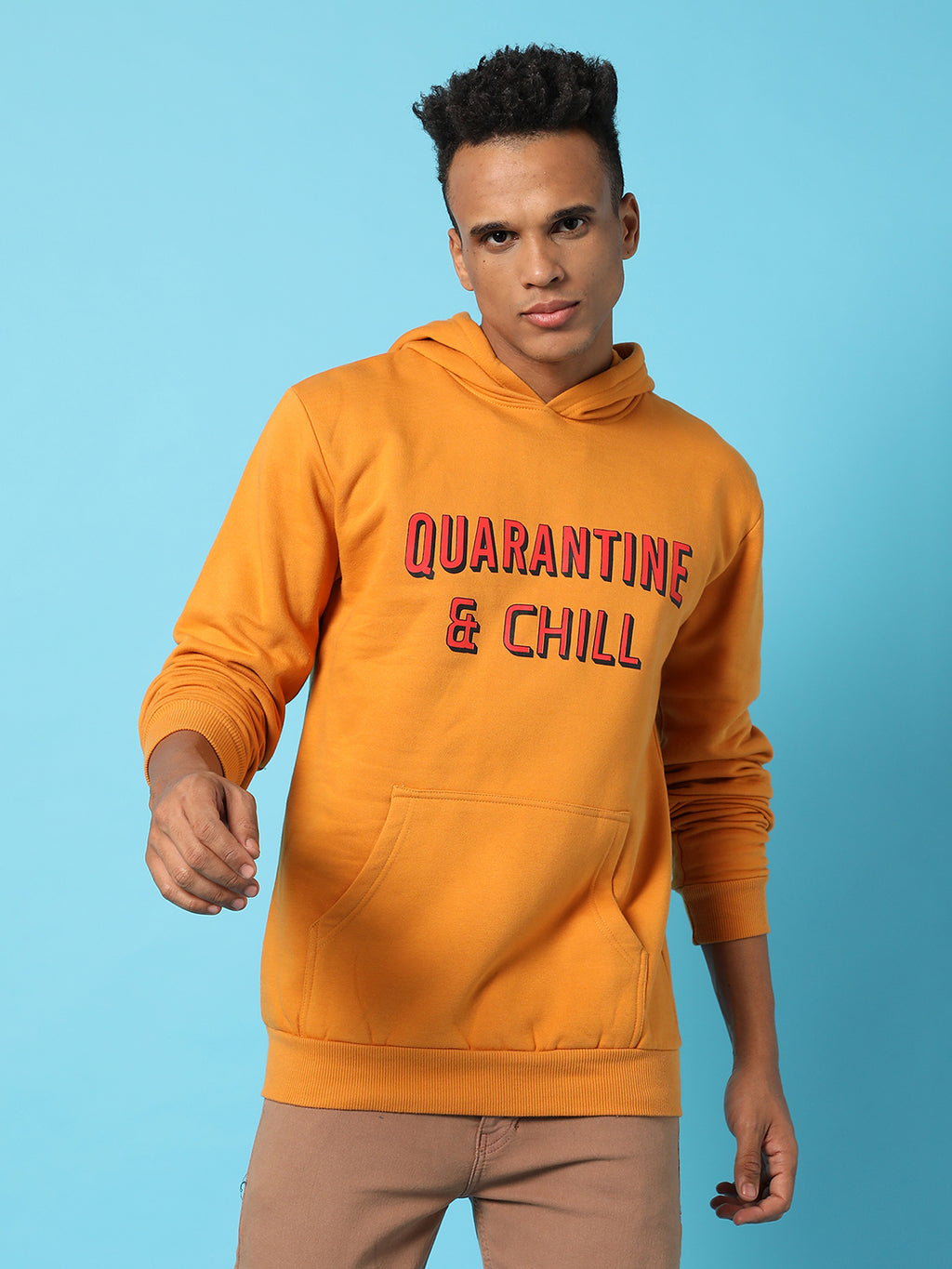 Typography Print Hoodie With Kangaroo Pocket