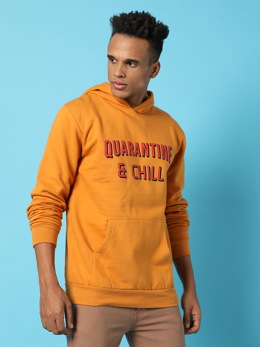 Typography Print Hoodie With Kangaroo Pocket