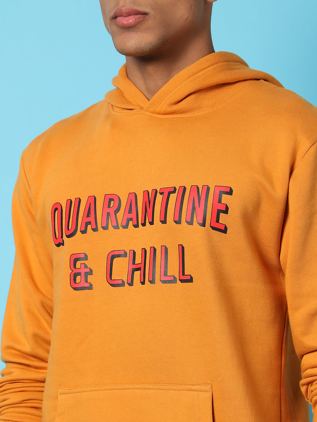 Typography Print Hoodie With Kangaroo Pocket