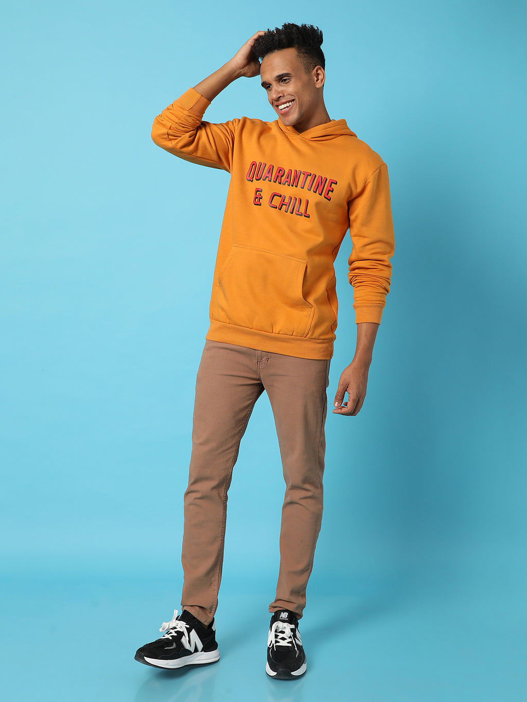 Typography Print Hoodie With Kangaroo Pocket