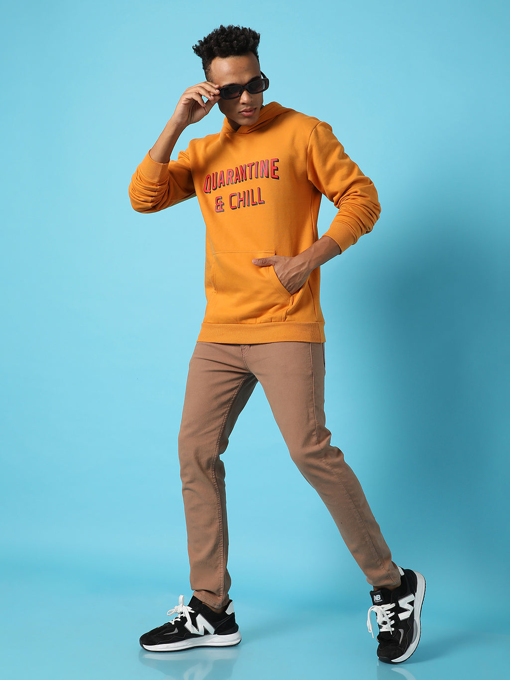 Typography Print Hoodie With Kangaroo Pocket