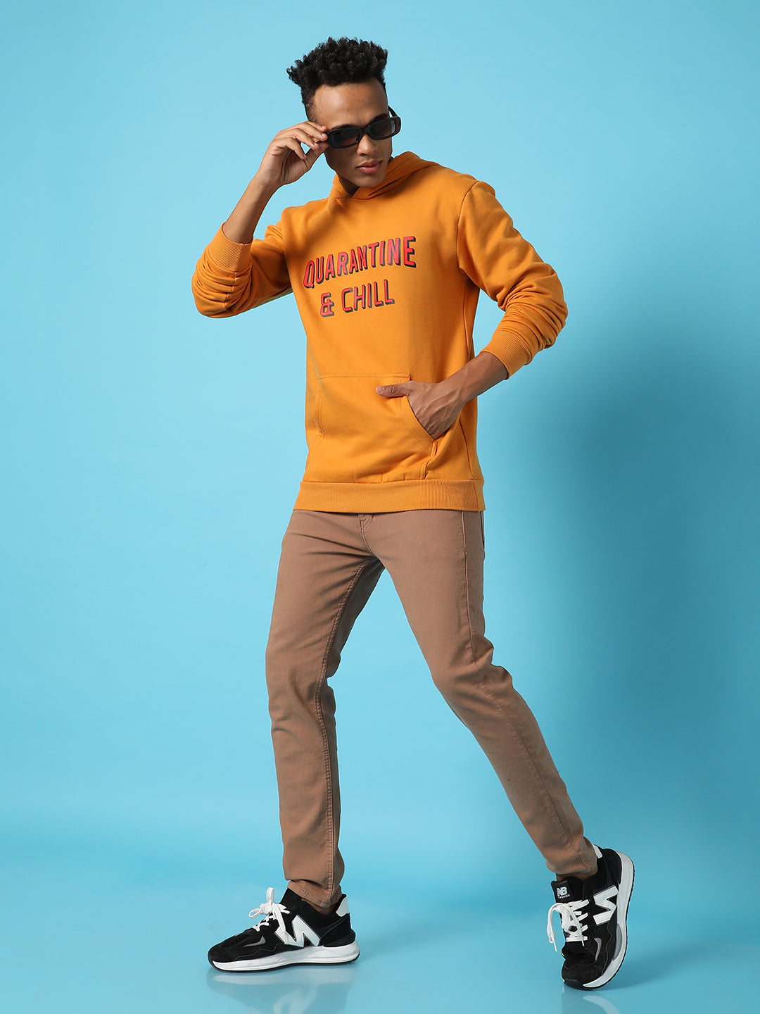 Typography Print Hoodie With Kangaroo Pocket