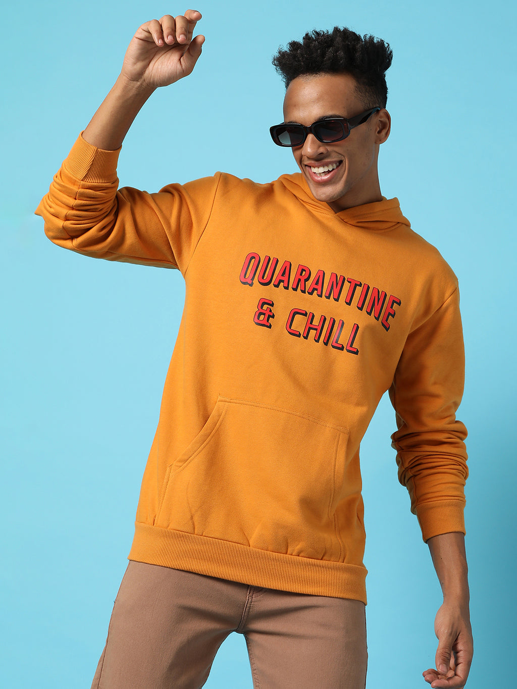 Typography Print Hoodie With Kangaroo Pocket