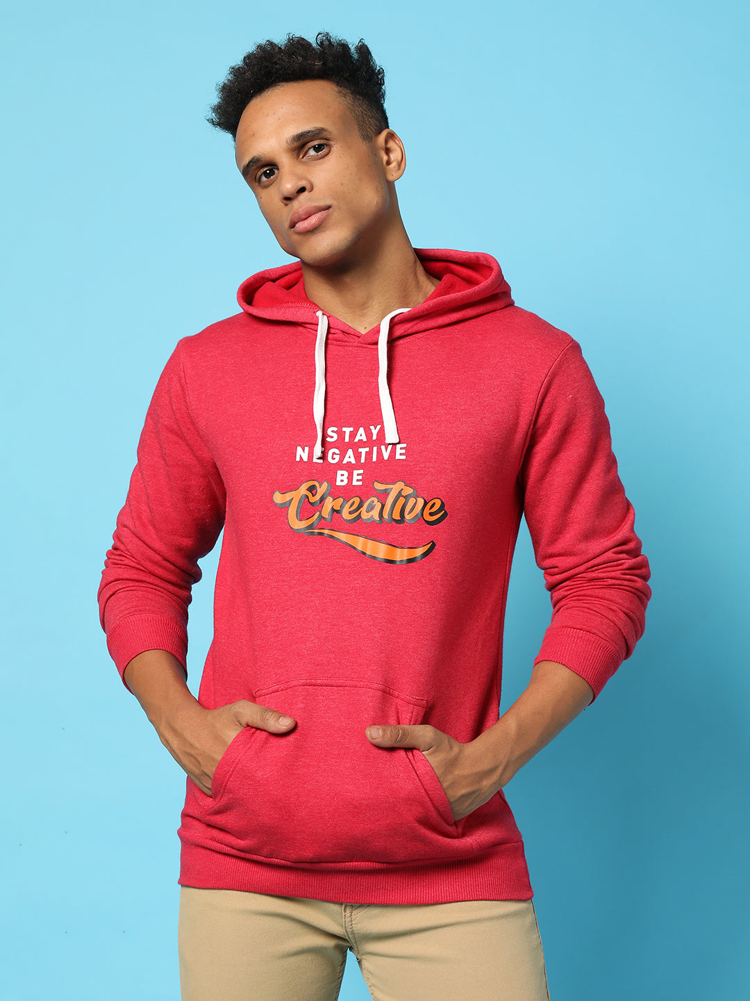 Typography Print Hoodie With Kangaroo Pocket