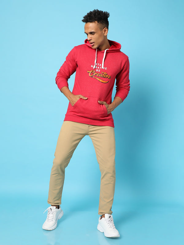 Typography Print Hoodie With Kangaroo Pocket