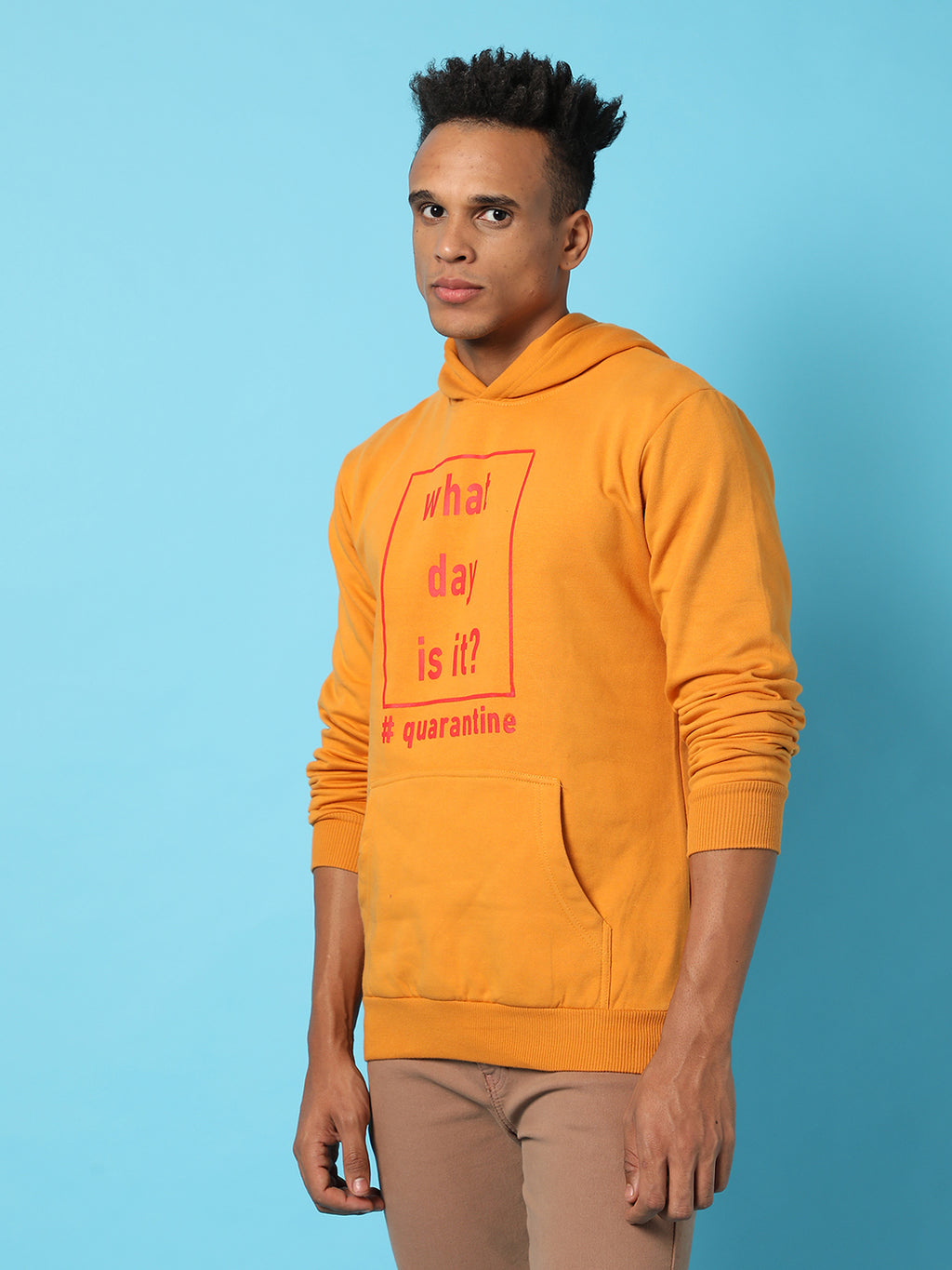 Typography Print Hoodie With Kangaroo Pocket