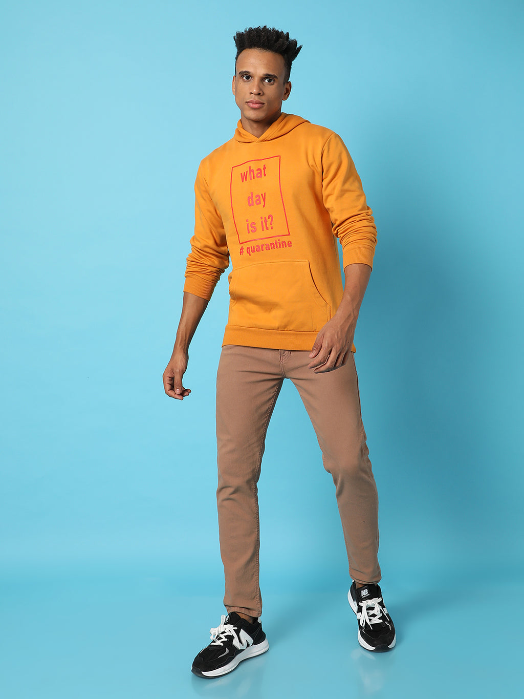 Typography Print Hoodie With Kangaroo Pocket