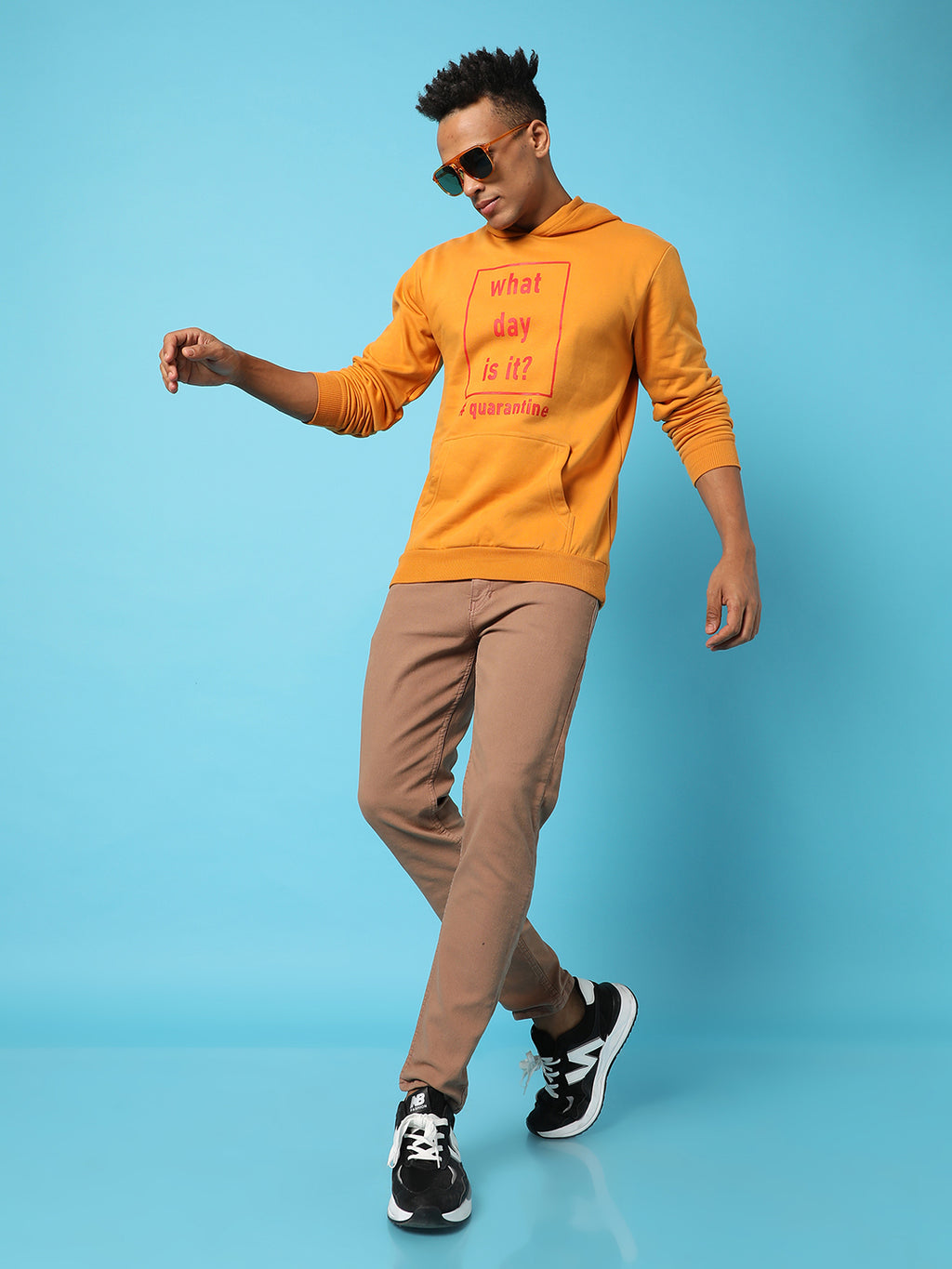 Typography Print Hoodie With Kangaroo Pocket