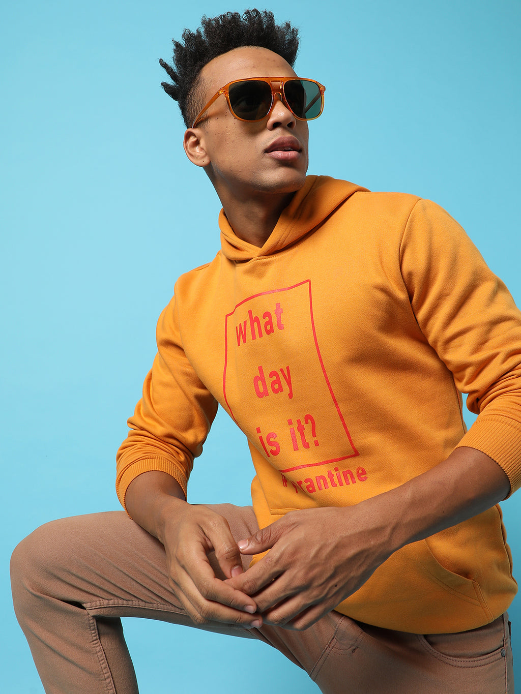 Typography Print Hoodie With Kangaroo Pocket