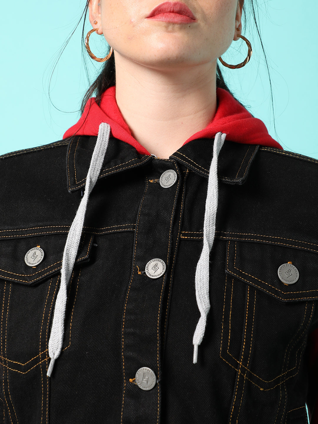 Denim Jacket With Sweatshirt Sleeve