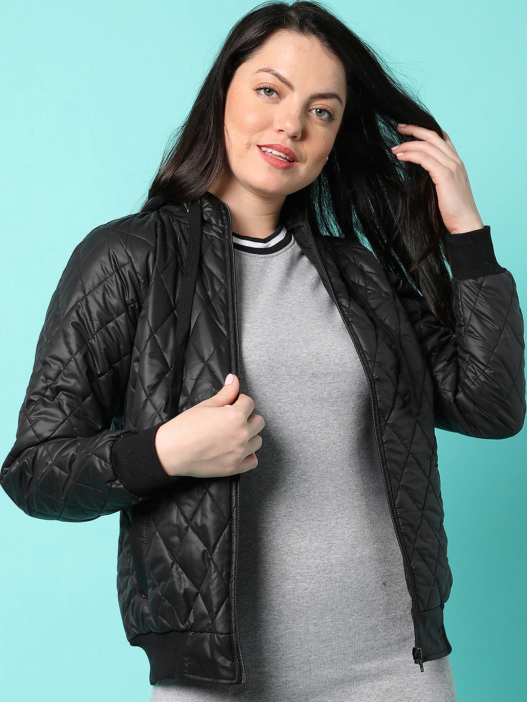 Quilted Puffer Jacket With Zip-Closure