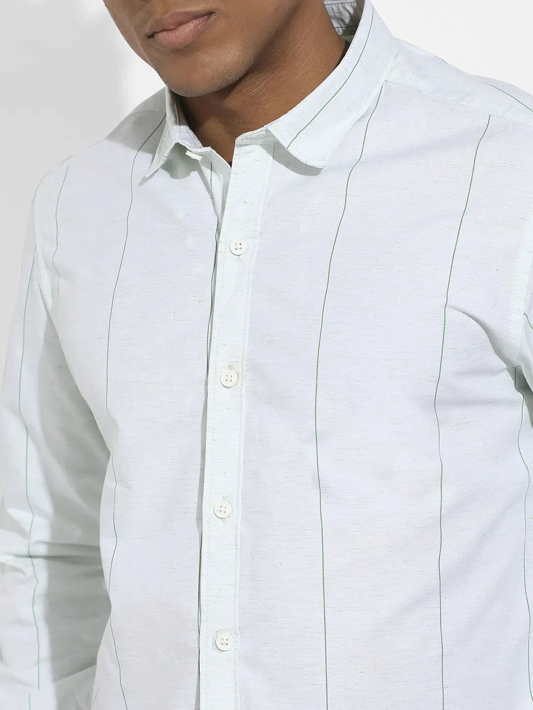 White Heathered Pinstriped Shirt