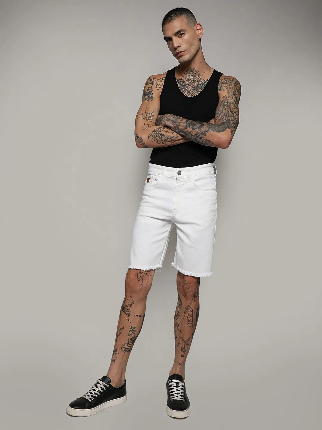 Ripped Hem Denim Shorts