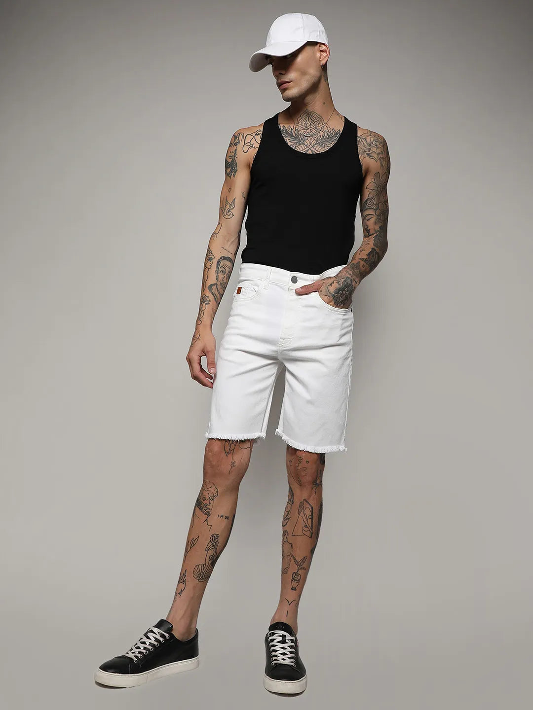 Ripped Hem Denim Shorts