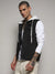 White & Charcoal Grey Medium-Wash Denim Jacket With Sweatshirt Sleeve