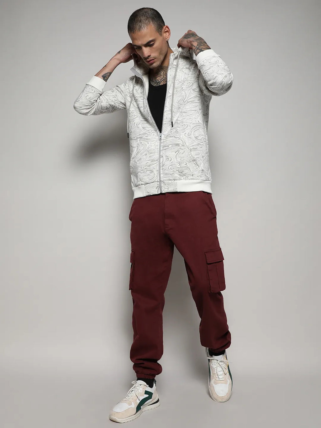 Contrast Fluid Zip Front Hoodie