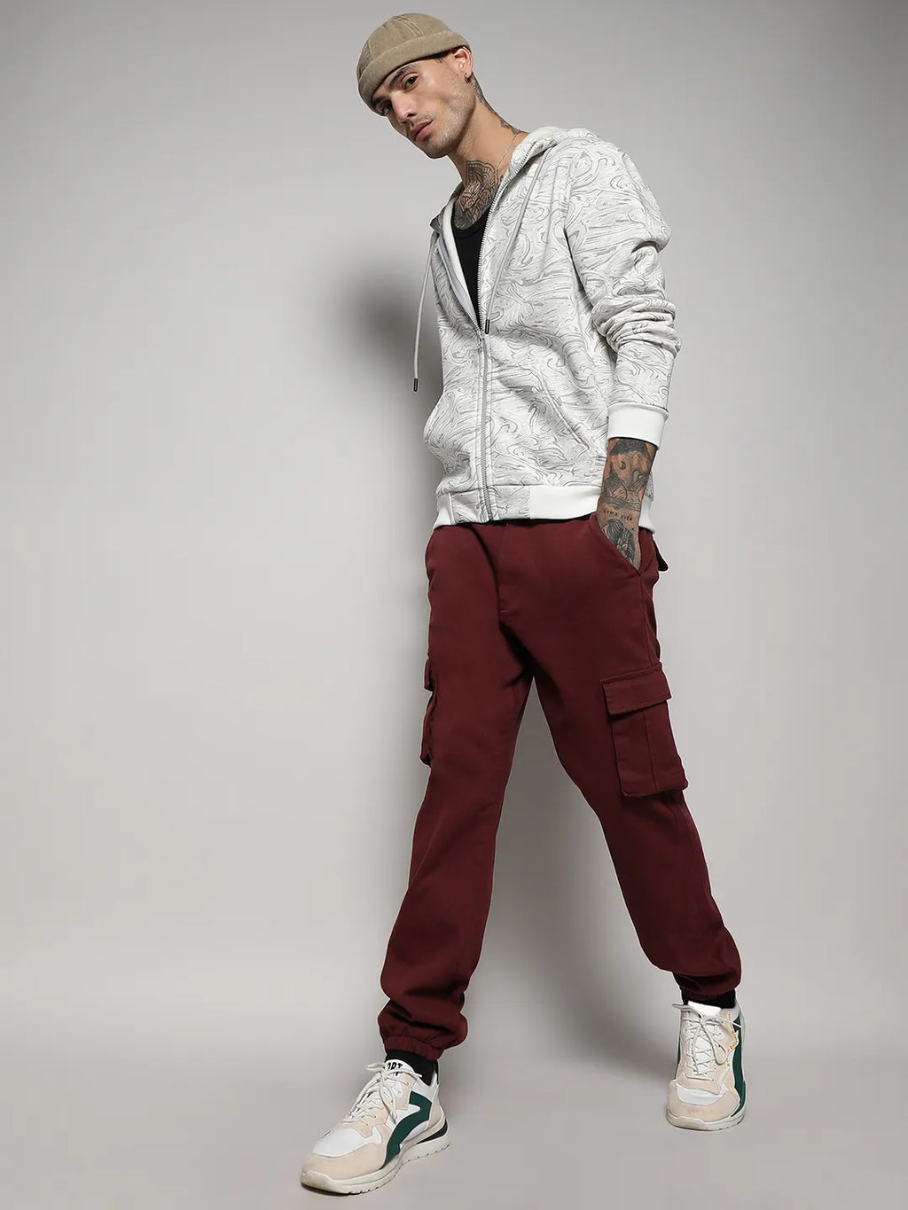 Contrast Fluid Zip Front Hoodie