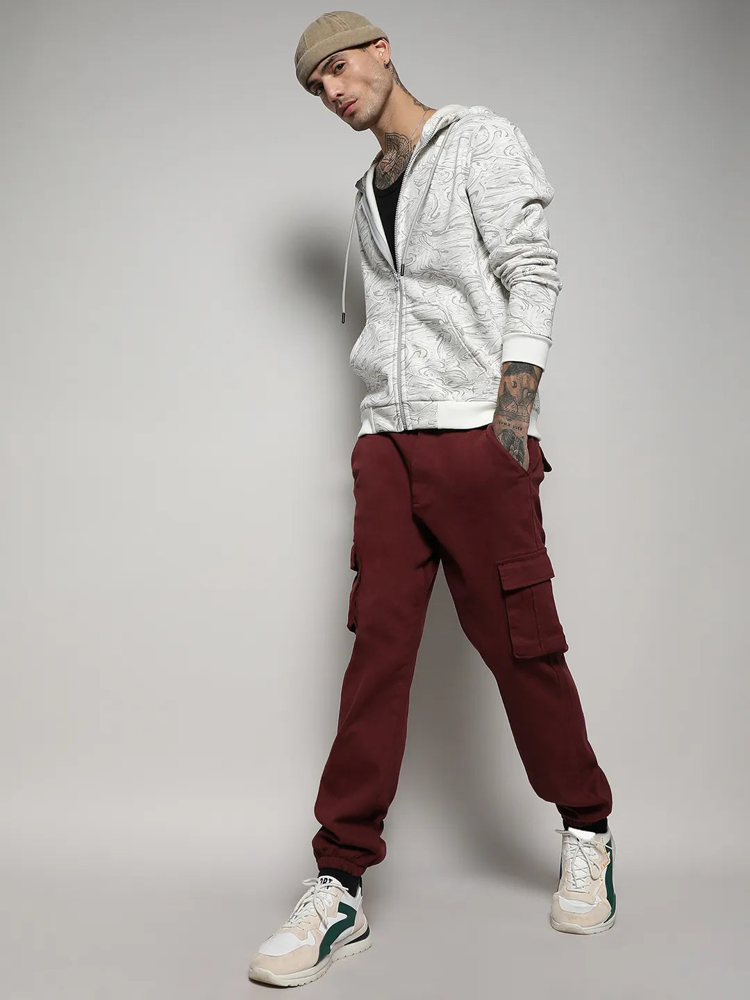 Contrast Fluid Zip Front Hoodie