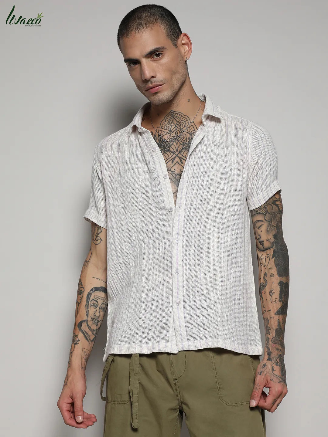 Unbalanced Striped Woven Shirt