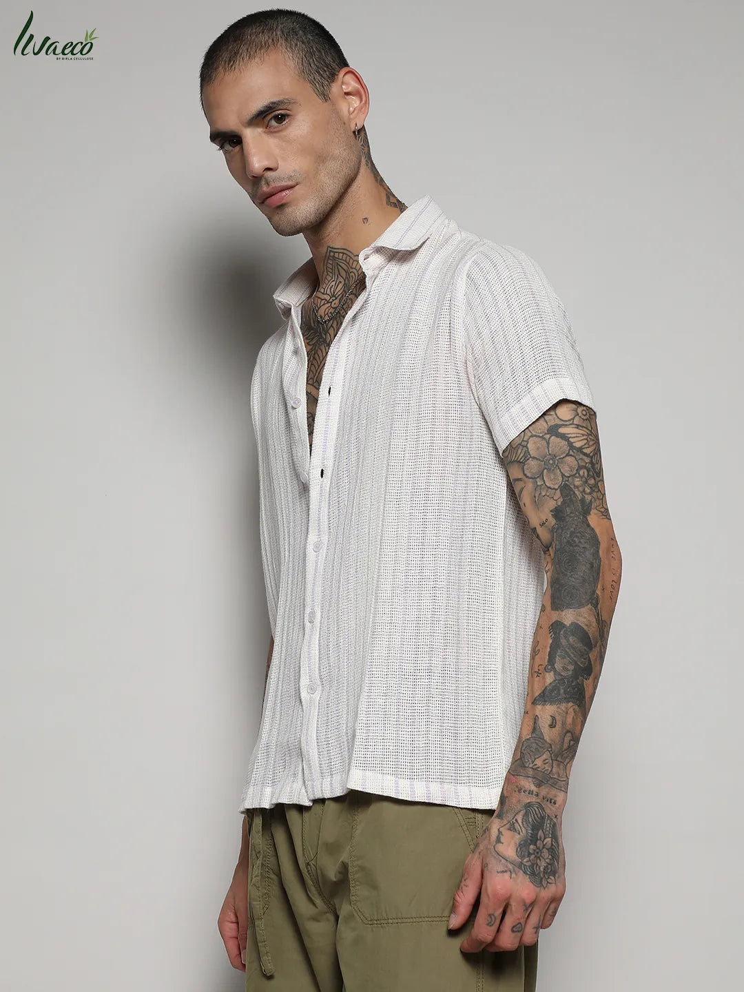 Unbalanced Striped Woven Shirt