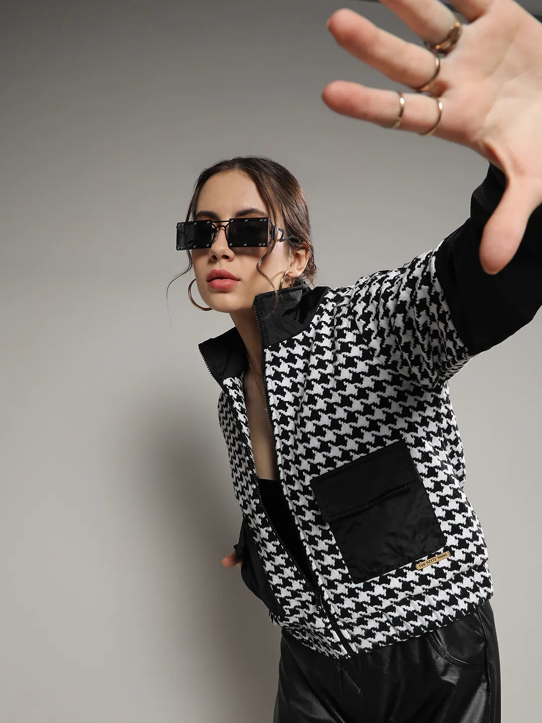 Contrast Houndstooth Jacket