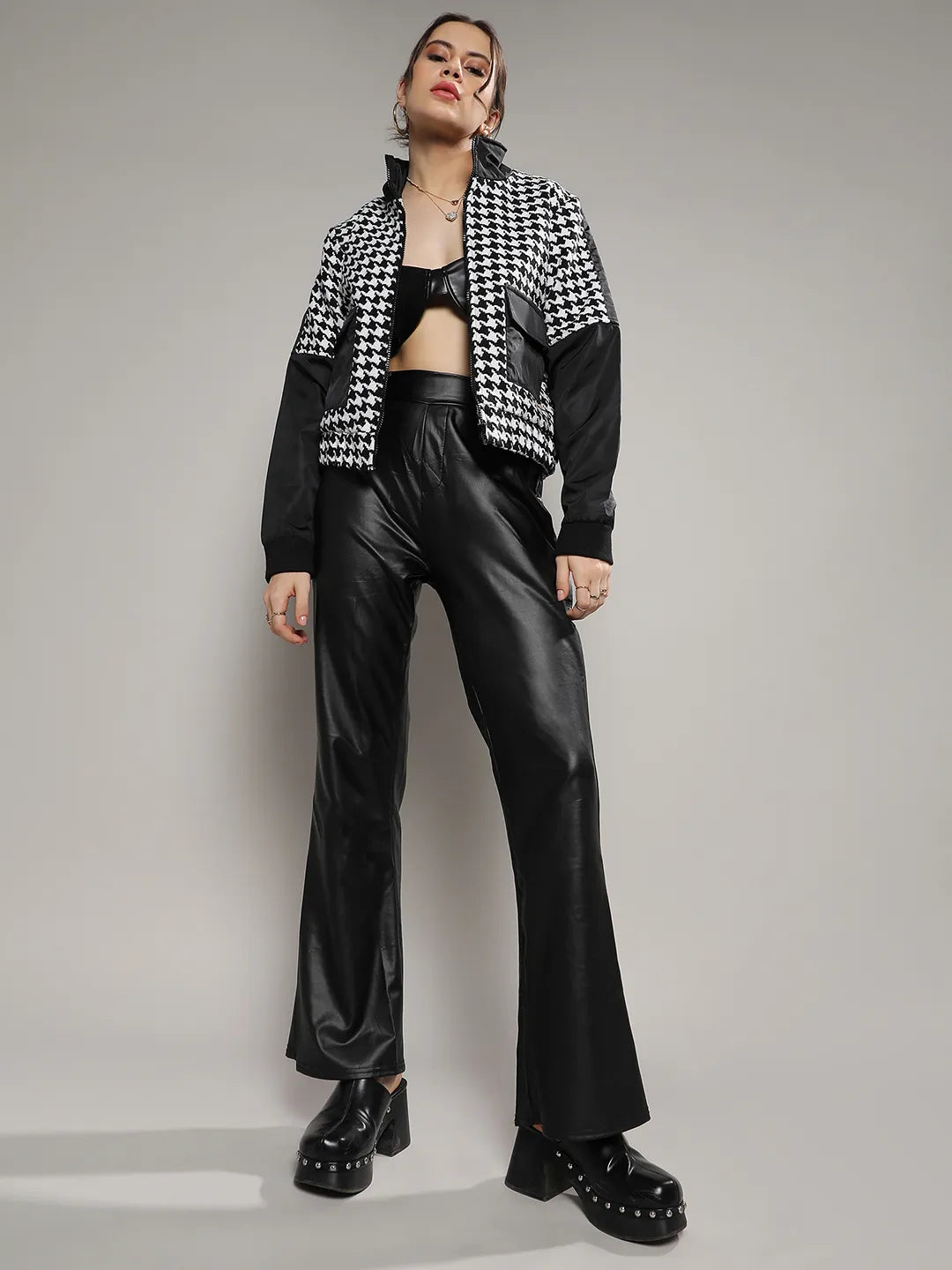 Contrast Houndstooth Jacket