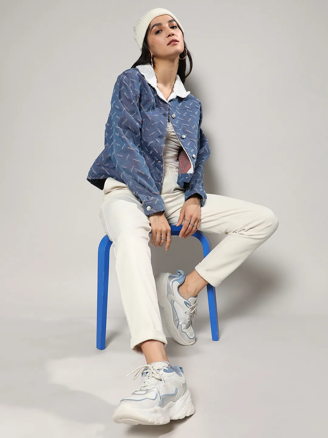 Clustered Distress Denim Jacket