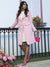 Blush Pink Double-Breasted Self-Design Long Coat