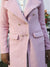 Blush Pink Double-Breasted Self-Design Long Coat