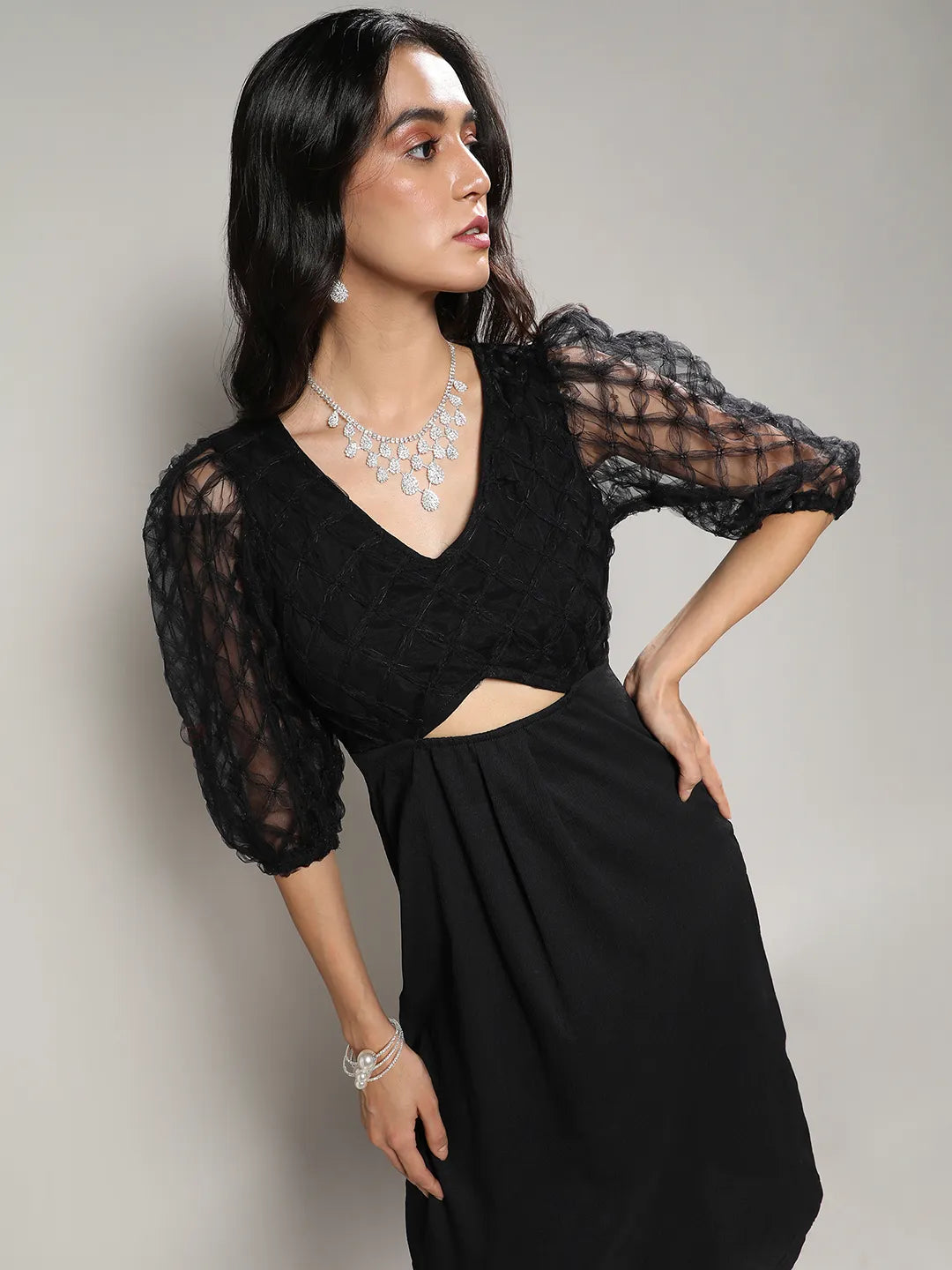 Cut-Out Dress With Sheer Detail