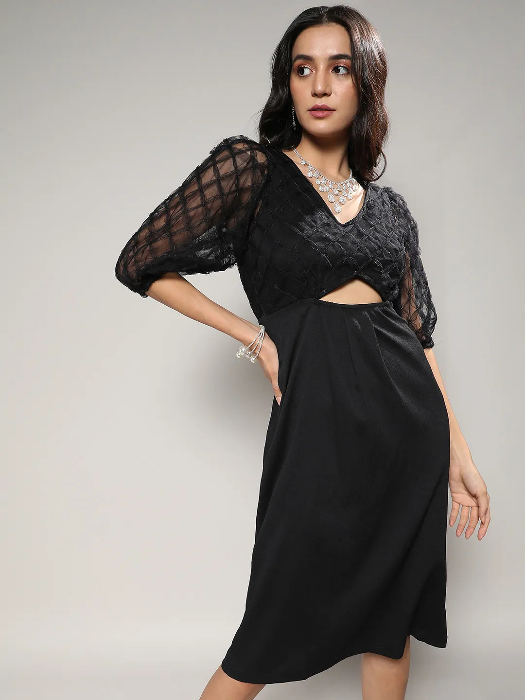 Cut-Out Dress With Sheer Detail