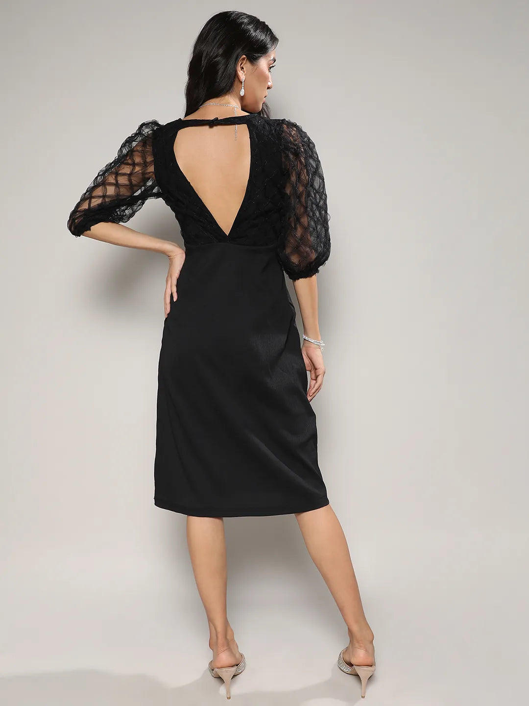 Cut-Out Dress With Sheer Detail