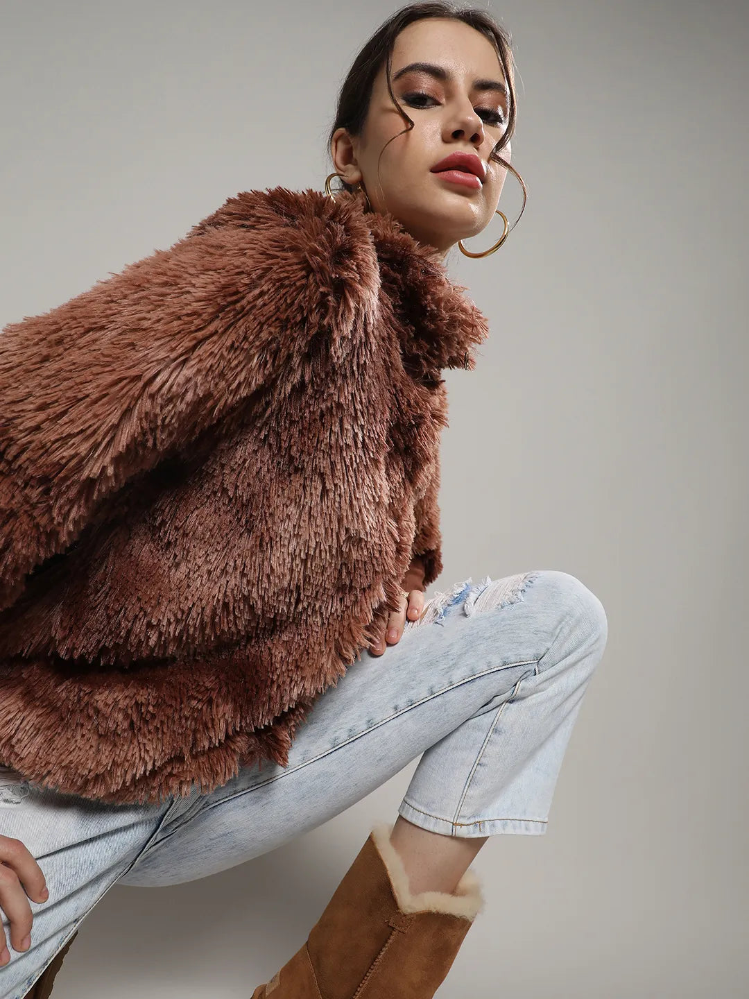 Faded Faux Fur Jacket