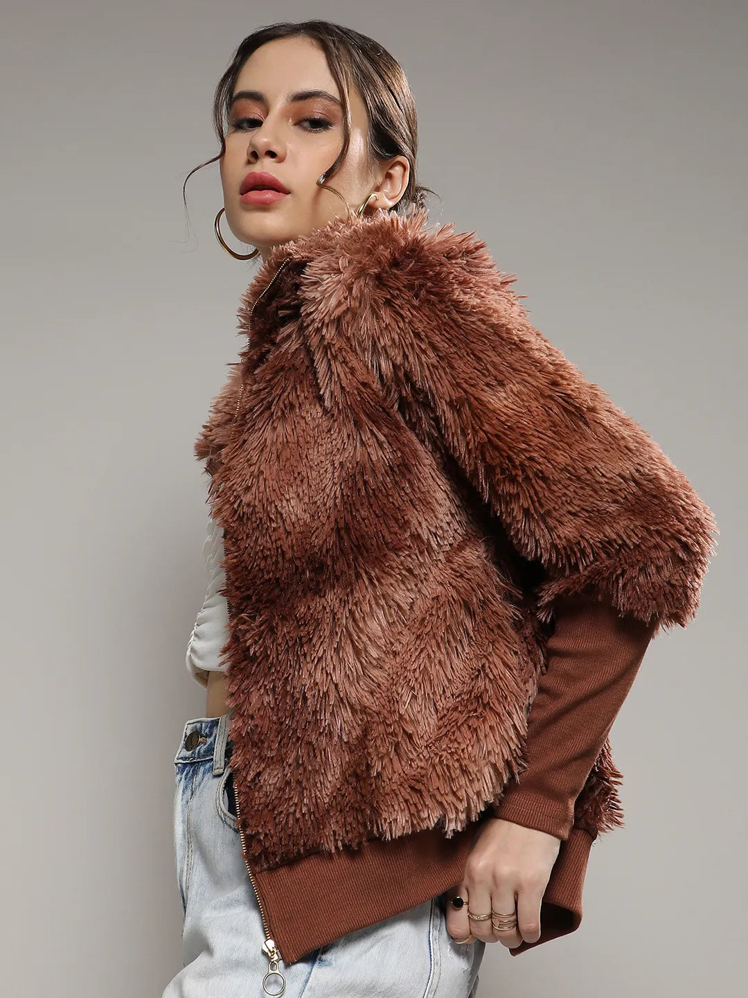 Faded Faux Fur Jacket