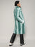 Ivory White & Forest Green Ombre Ripple Long Coat