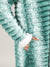 Women Ivory White and Forest Green Ombre Ripple Long Coat