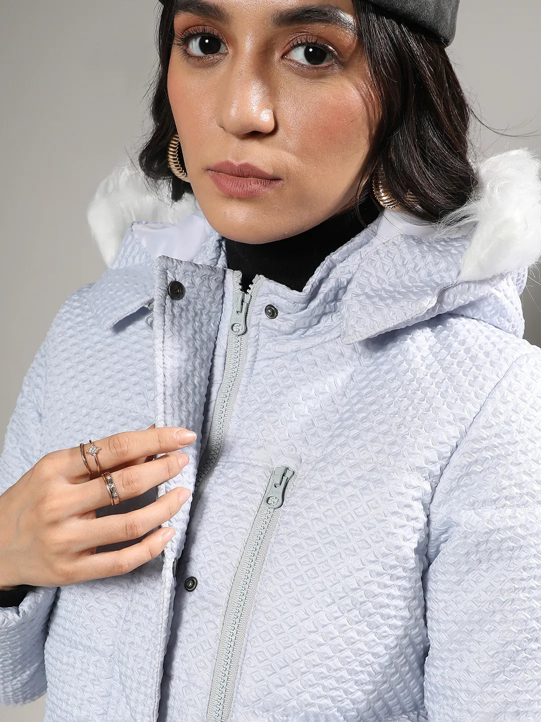 Micro Diamond Quilted Puffer Jacket