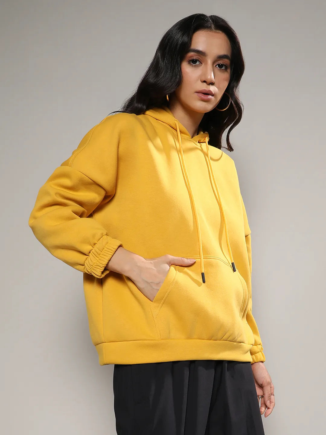 Oversized Basic Hoodie With Kangaroo Pocket