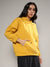 Mustard Yellow Oversized Basic Hoodie With Kangaroo Pocket