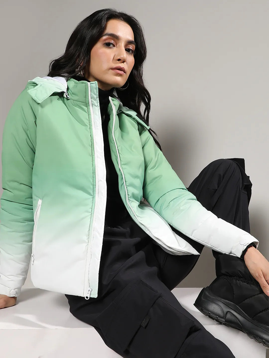 Ombre puffer clearance coat