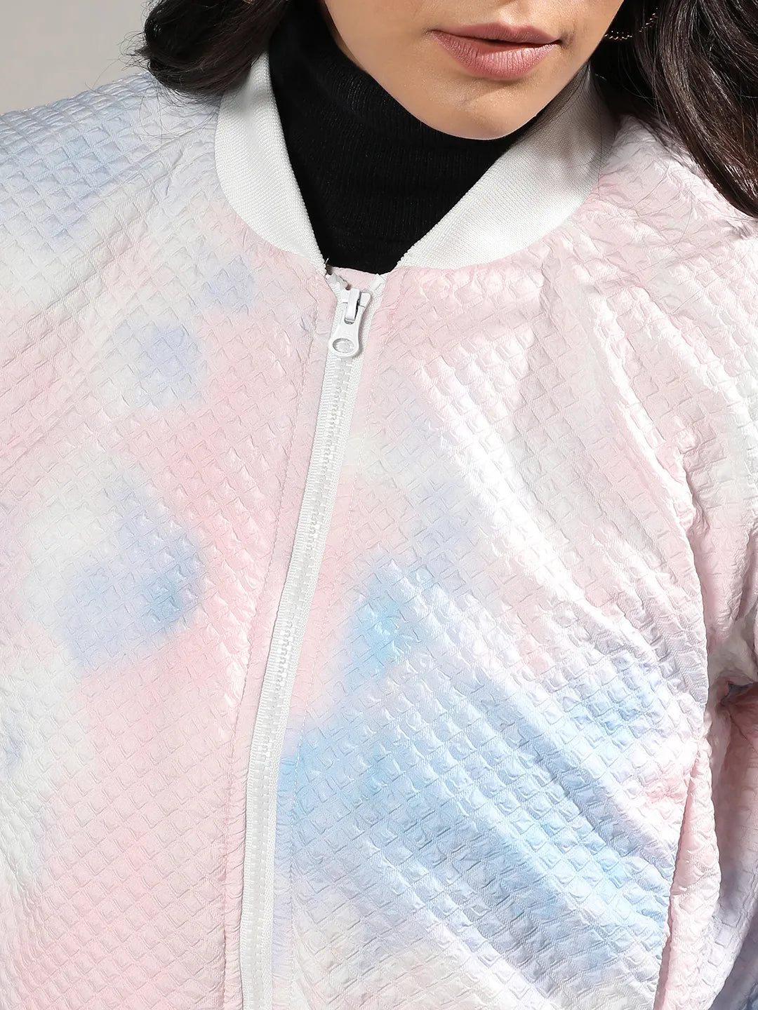 Tie-Dye Micro Diamond Quilted Puffer Jacket