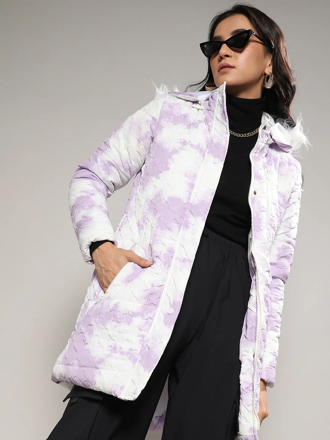 Creased Tie-Dye Puffer Jacket