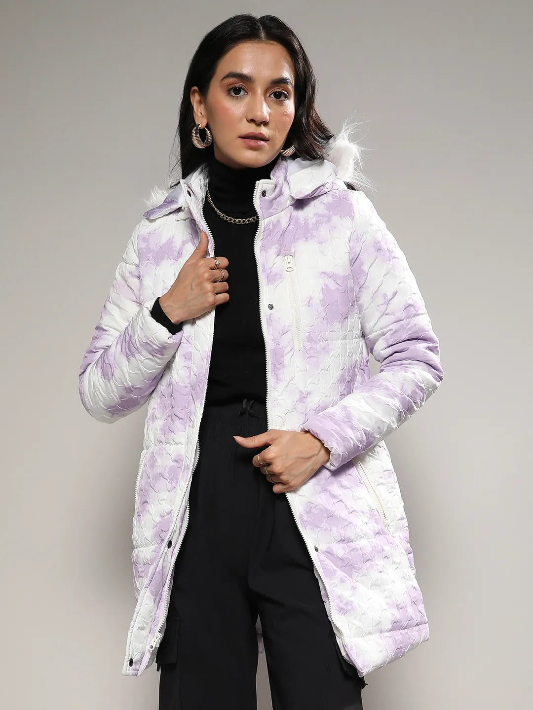 Creased Tie-Dye Puffer Jacket