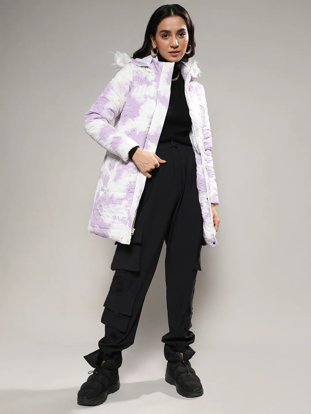 Creased Tie-Dye Puffer Jacket